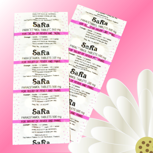 SaRa (パラセタモール/アセトアミノフェン) 500mg 100錠 (10錠x10シート)