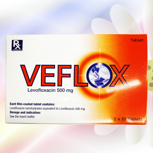 レボフロキサシン (Veflox) 500mg 10錠 (10錠x1シート)